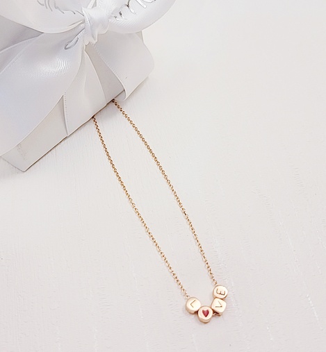 純銀項鍊  LOVE 玫瑰金項鍊