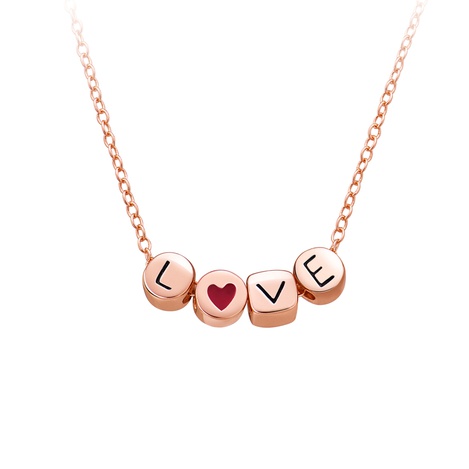 純銀項鍊  LOVE 玫瑰金項鍊