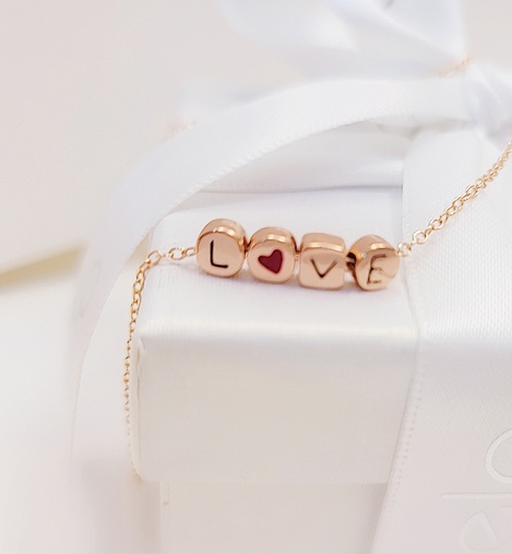 純銀項鍊  LOVE 玫瑰金項鍊