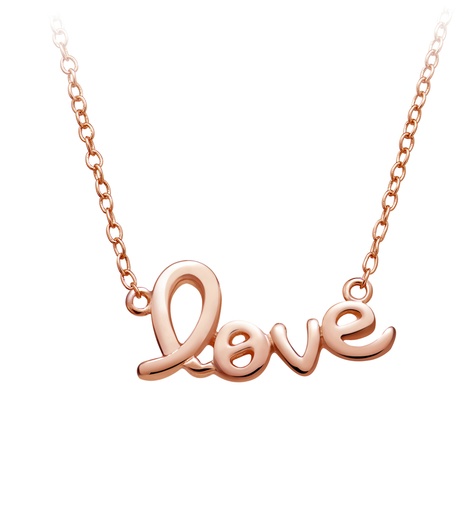 純銀項鍊  LOVE 玫瑰金項鍊