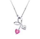 鑽石項鍊  甜蜜雙心Cherry love系列 心形粉紅剛玉及鑽石項鍊