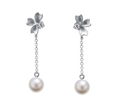 鑽石耳環 櫻花Sakura系列 珍珠及鑽石耳環