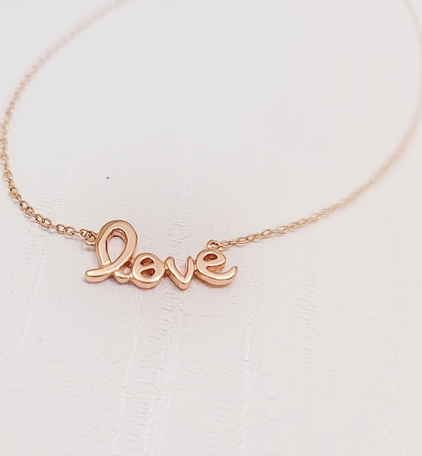 純銀項鍊  LOVE 玫瑰金項鍊