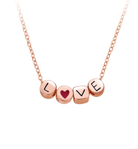 純銀項鍊  LOVE 玫瑰金項鍊