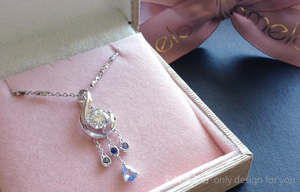 梨形寶石手工訂製鑽石項鍊 - Ms. 林
