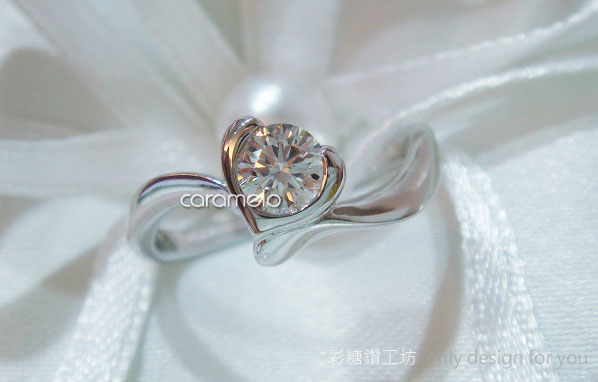 心型拉環手工訂製結婚鑽戒 - Ms. 周