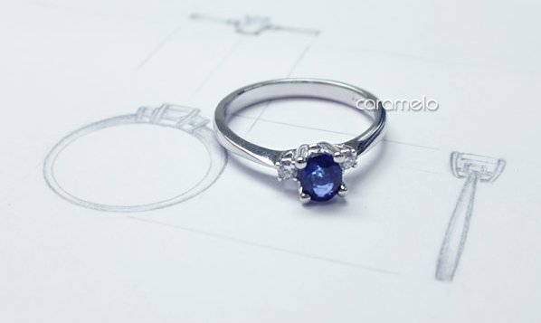 藍寶石手工訂製結婚鑽戒 - Ms. 張