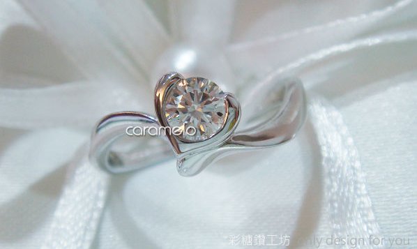 心型拉環手工訂製結婚鑽戒 - Ms. 周